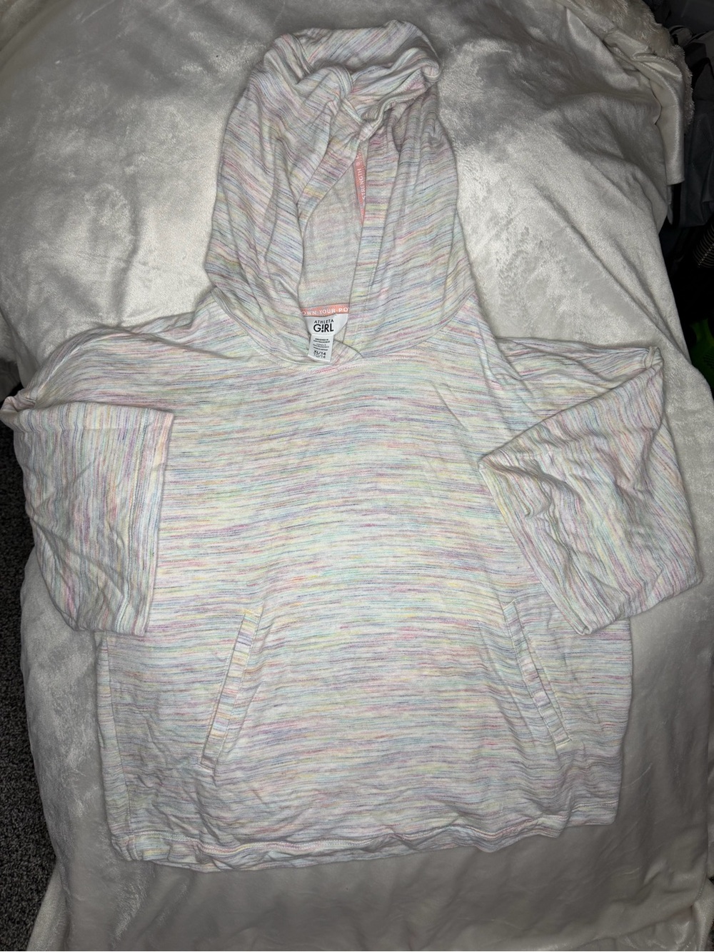 Athleta Girl Pastel Rainbow Striped Hoodie